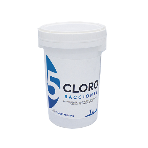 Cloro 5 AÇÕES Sem cobre pastilhas | 1KG
